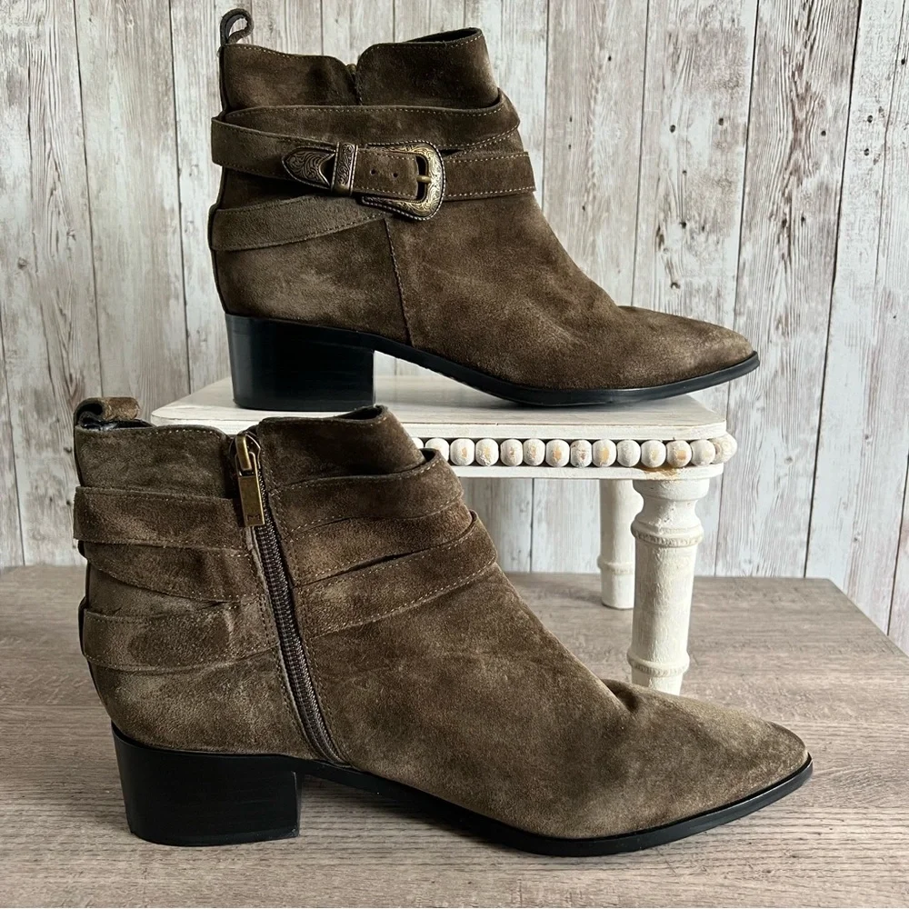 Marc Fisher Women’s Yandi Suede Olive Green Western Boots Size 8.5